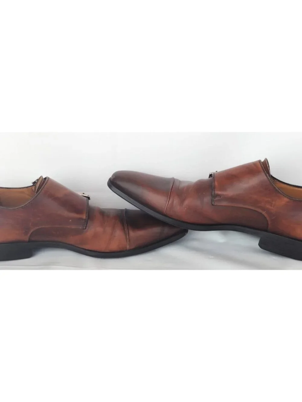 Magnanni Double Monk Strap Leather Dress Shoe Cognac Size 10  M